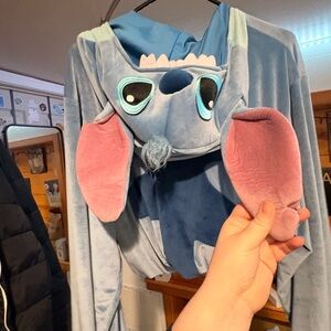 Disney Stitch Blue Hoodie with Pink Ear Accents